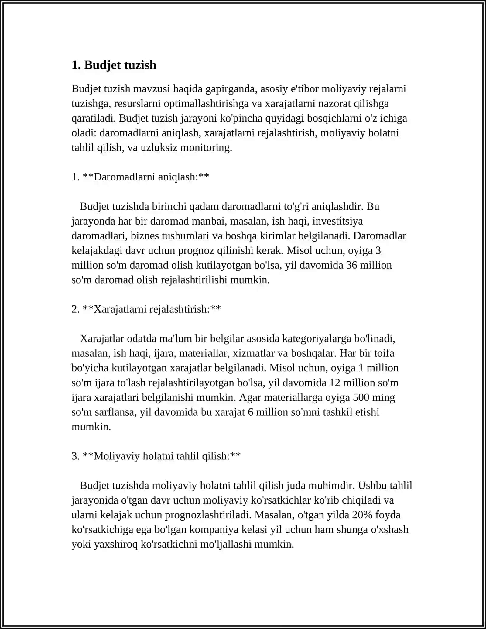 ASOSIY XARJ NAZORATI 3