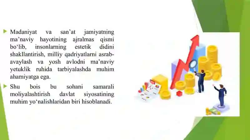 MADANIYAT VA SAN'AT SOHASINI MOLIYALASHTIRISHNING O'ZIGA XOS XUSUSIYATLARI 3