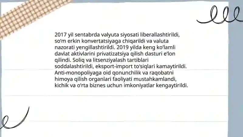 Yangi O'zbekistonda Shavkat Mirziyoyev islohotlari 3