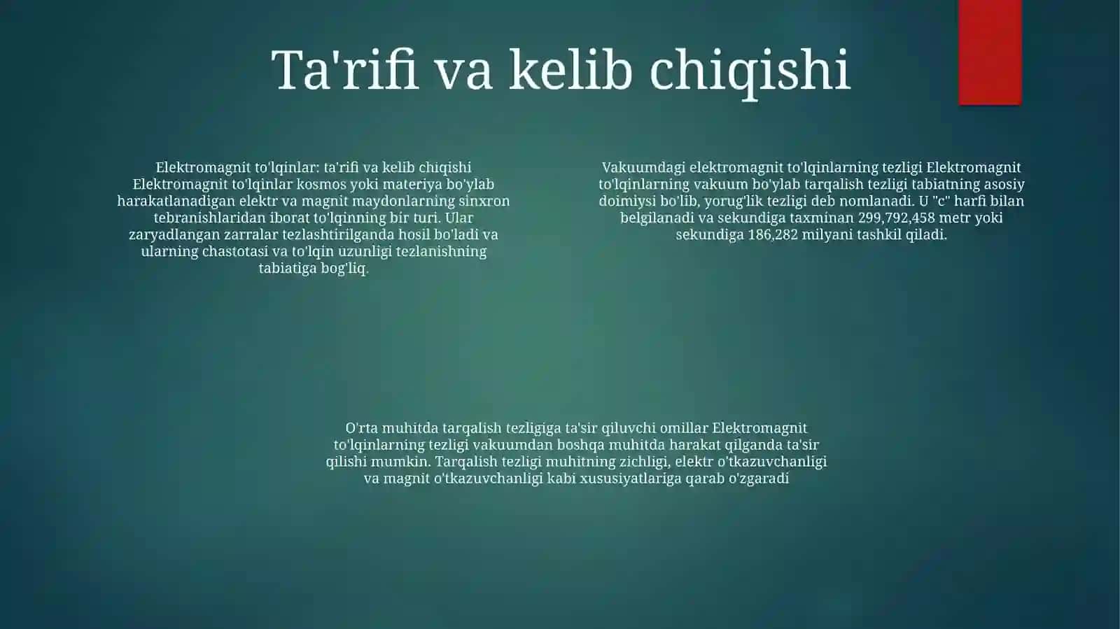 Elektromagnit ToʻLqinlarning Tarqalish Tezligi 3
