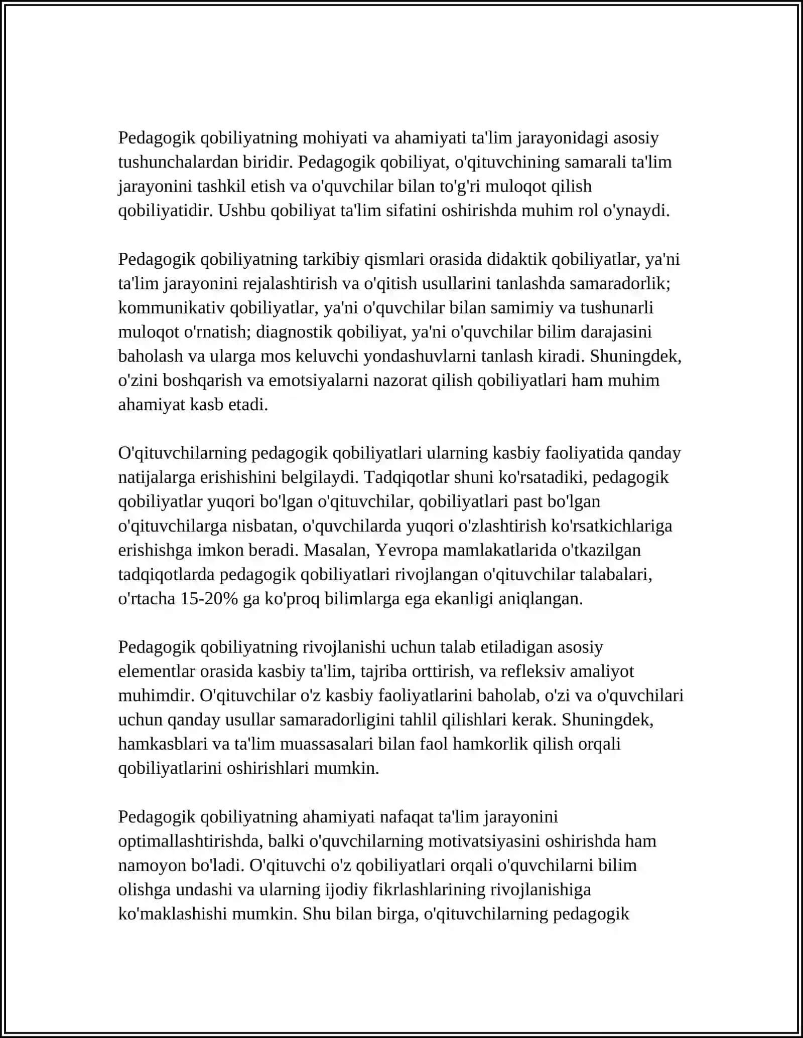 TARBIYACHI FAOLIYATIDA PEDAGOGIK QOBILIYAT ÕRNI 3
