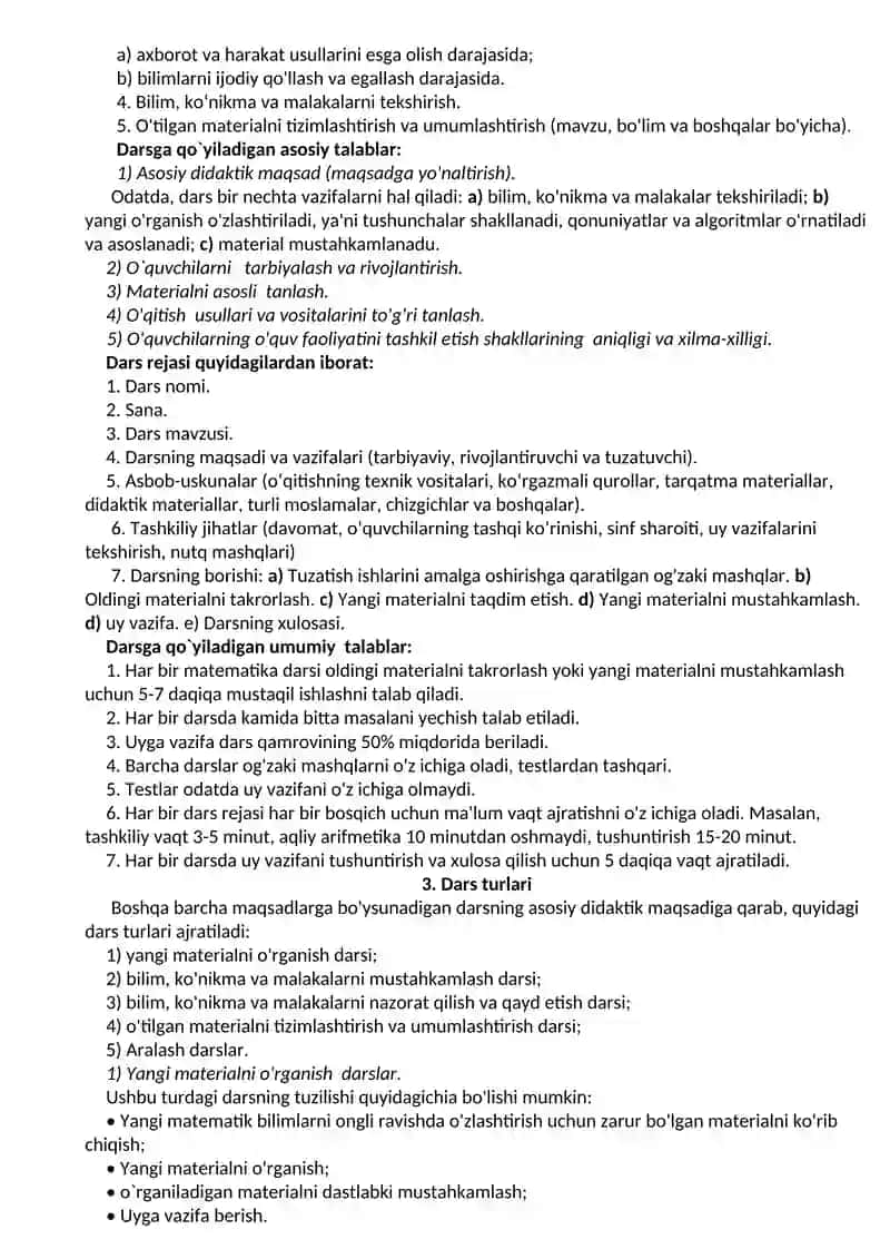 Boshlang'anji sinflarda matematika o'qitishni tashkil etishi 3