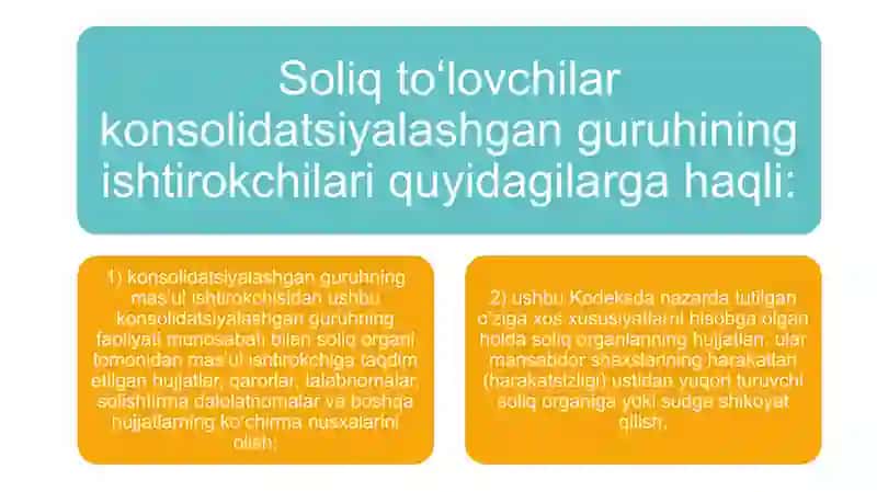 Soliq to‘lovchilar konsolidatsiyalashgan guruhi ishtirokchilarining huquq va majburiyatlari 3
