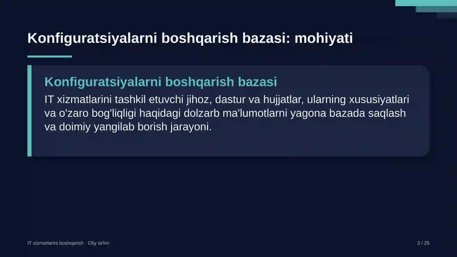 muhandislik qidiruv ishlarida konfiguratsiyalarni boshqarish bazasini yuritish 5868 3