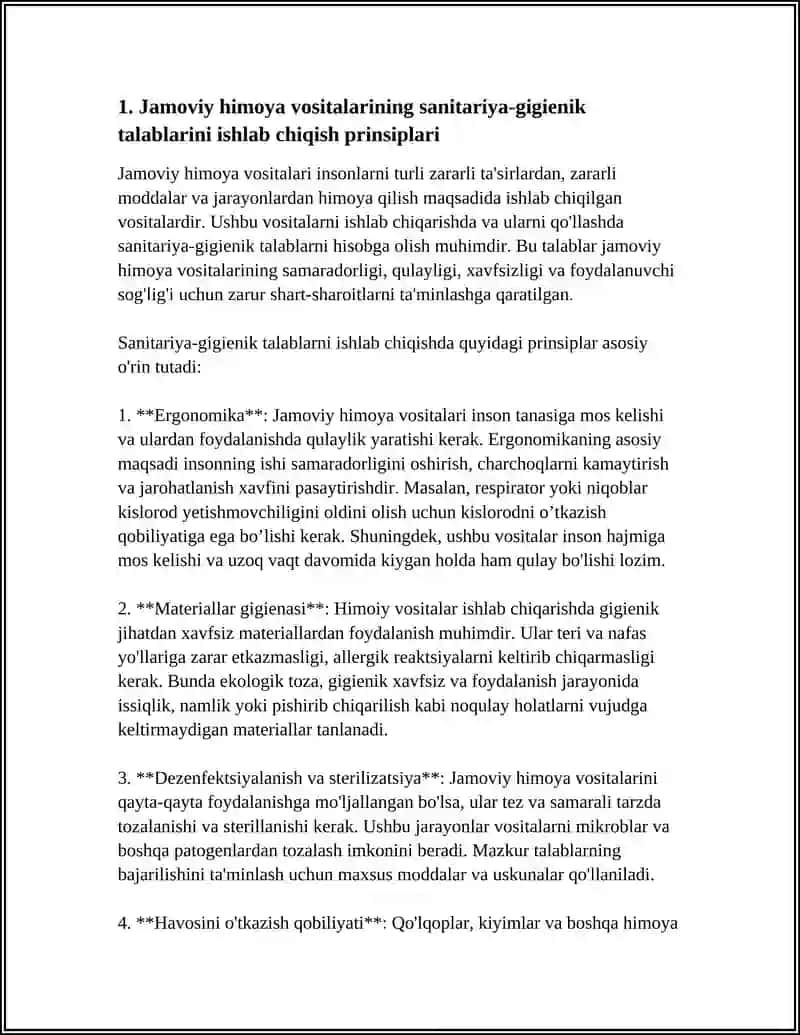 JAMOVIY HIMOYA VOSITALARIGA QOYILGAN SANITAR GIGIENIK TALABLAR BOYICHA TUZISH VA YECHISH 3