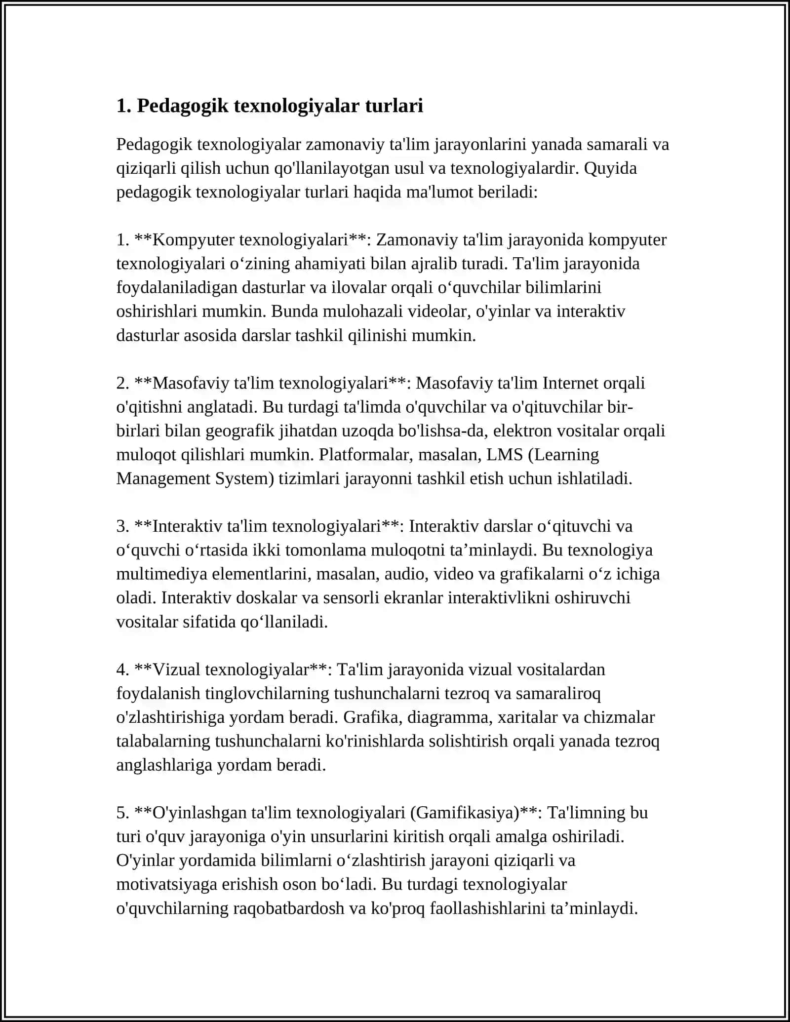 PEDAGOGIK TEXNOLOGIYALAR TASNIFI 3