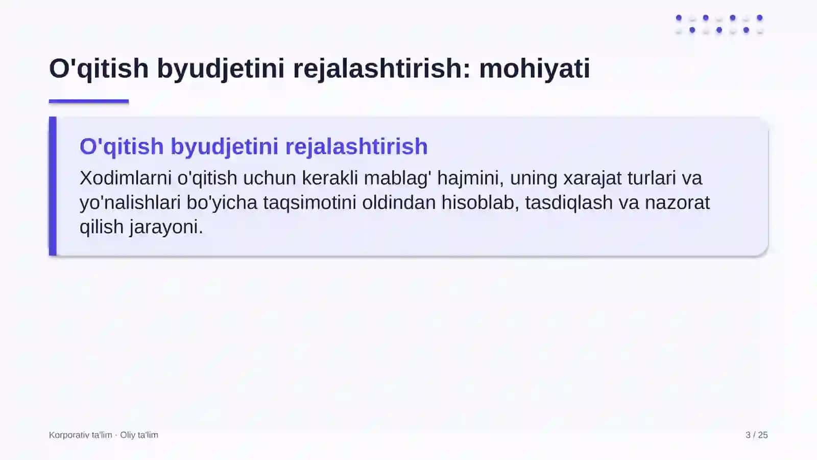 oliy majlis palatalarida o'qitish byudjetini rejalashtirish 6510 3