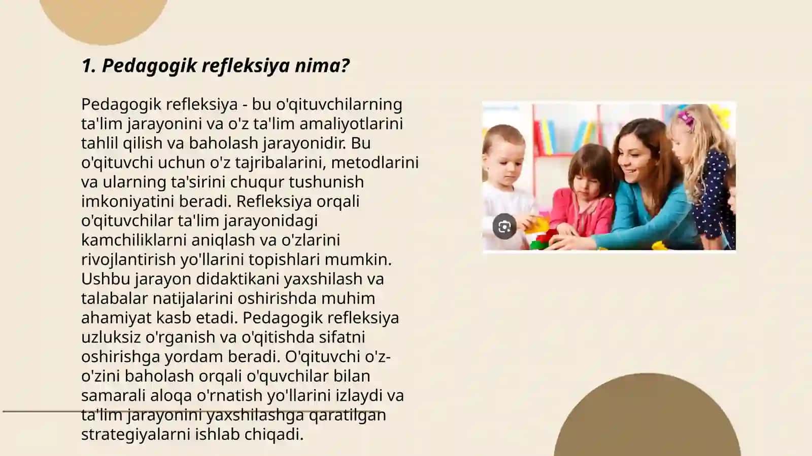 O'quvchilarning kasbiy pedagogik refleksiya asosida o'z pedagogik mahorati imkoniyatlarini takomillashtirilishi 3
