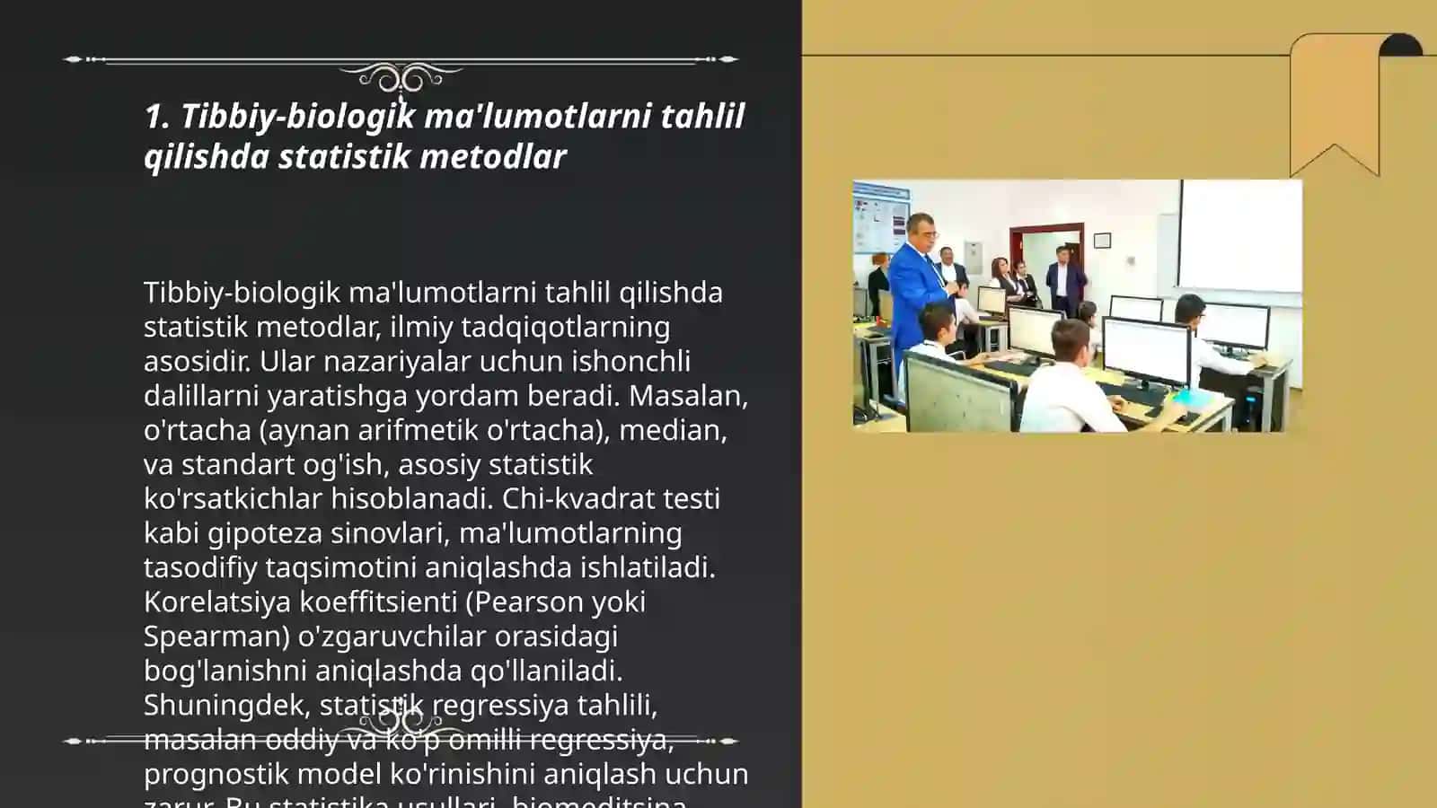 Tibbiy-biologik muassasalarni yechishda matematikning statistika elementlardan foydalanish, korrelyatsion bog'lanishlar va regyessiya tenglamasi 3