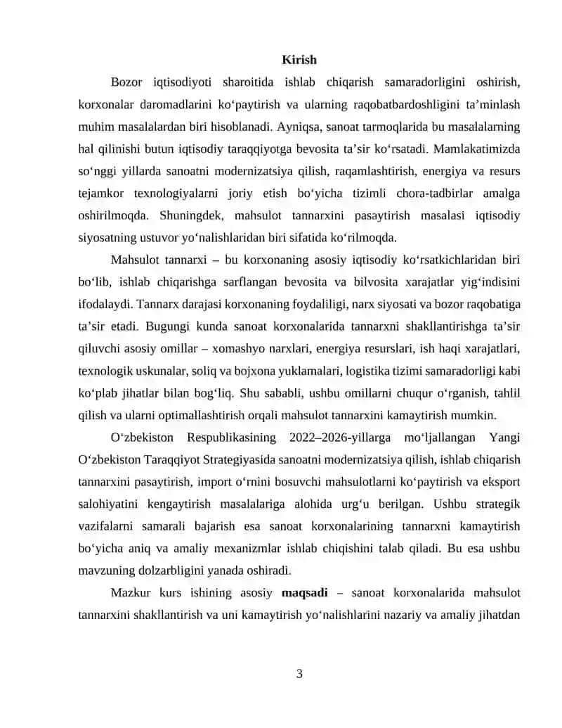 SANOAT KORXONALARIDA MAHSULOT TANNARXINI KAMAYTIRISH YO‘NALISHLARI 3