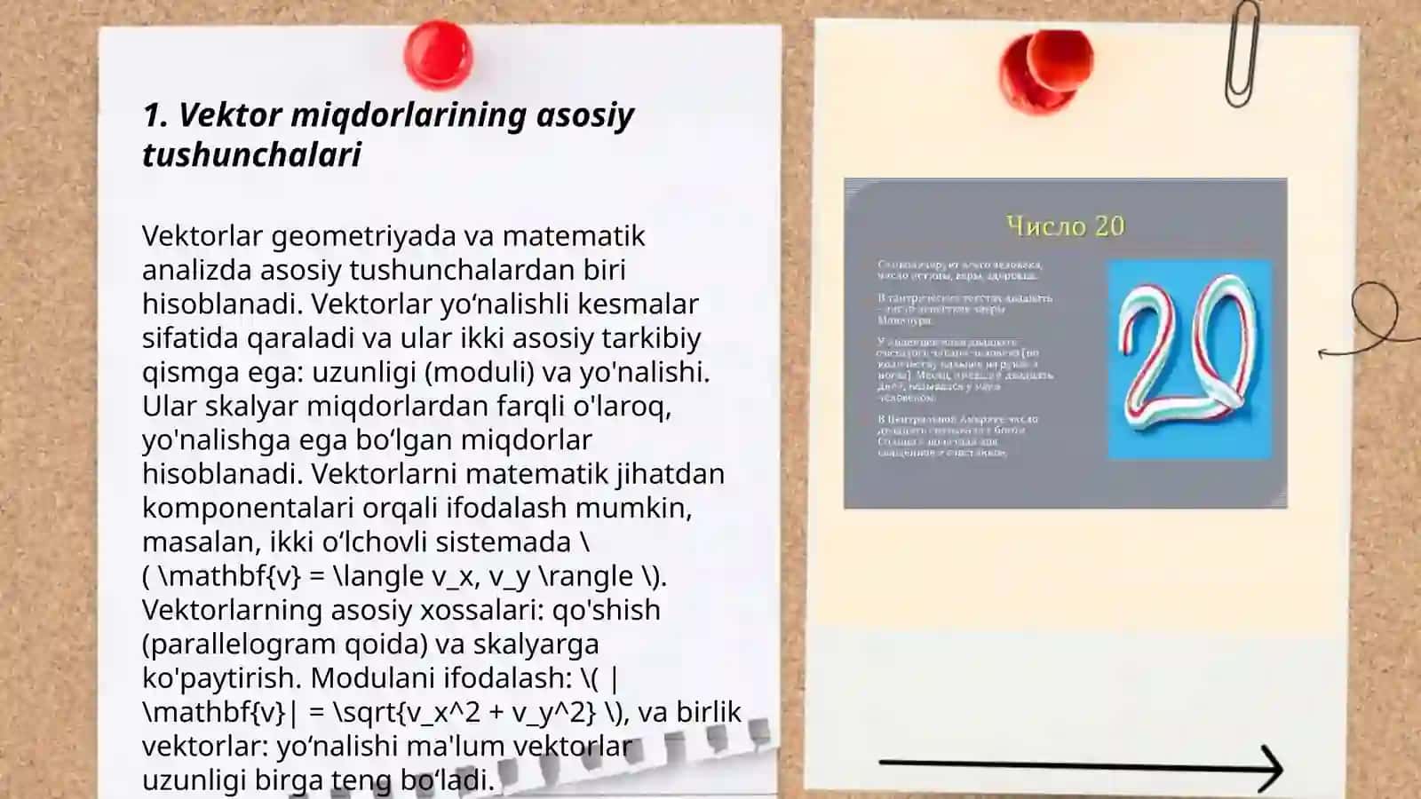 Vektor miqdorlarini o'rgatish metodikasi 3