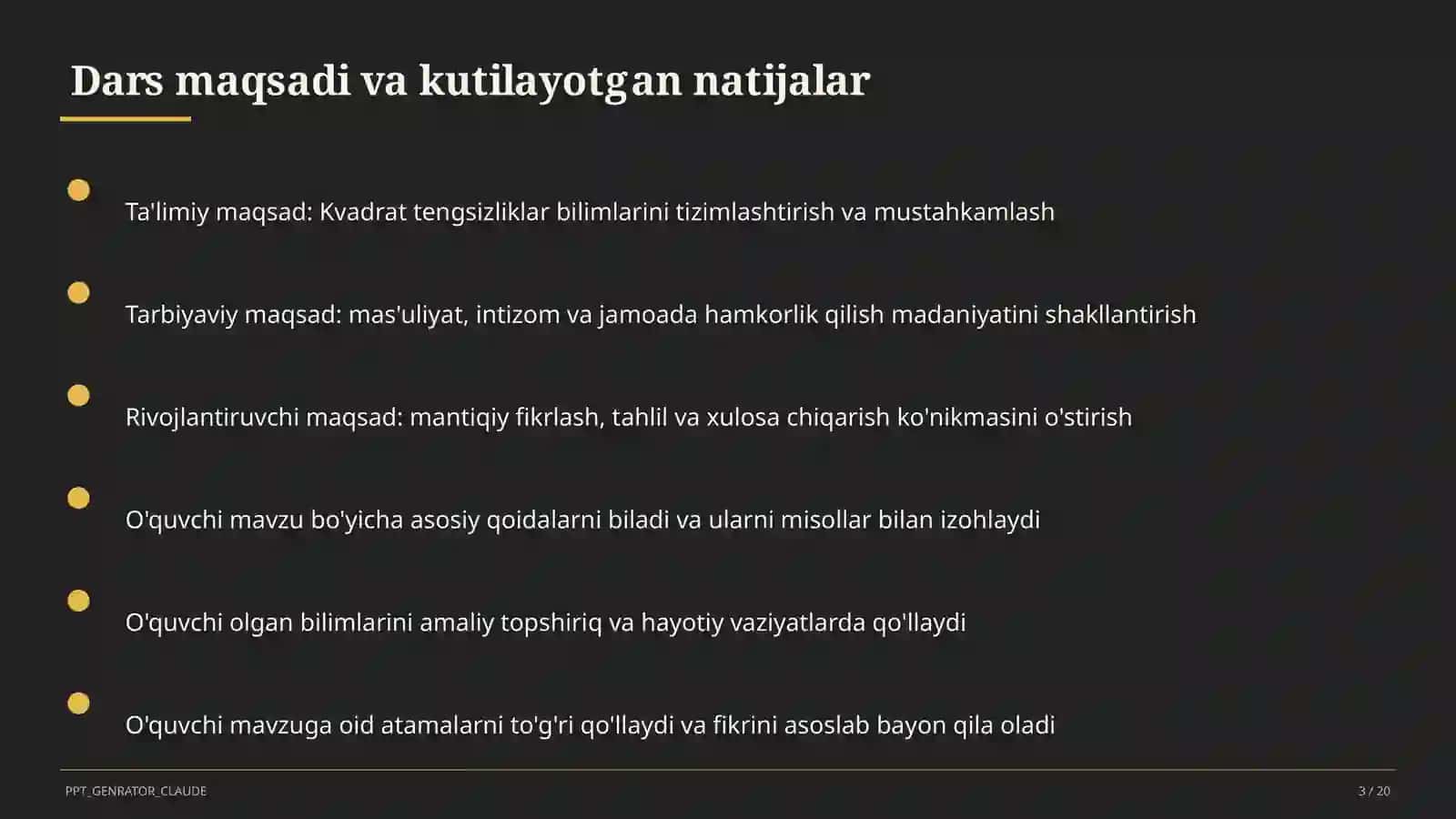 Kvadrat tengsizliklar (9-sinf) 3