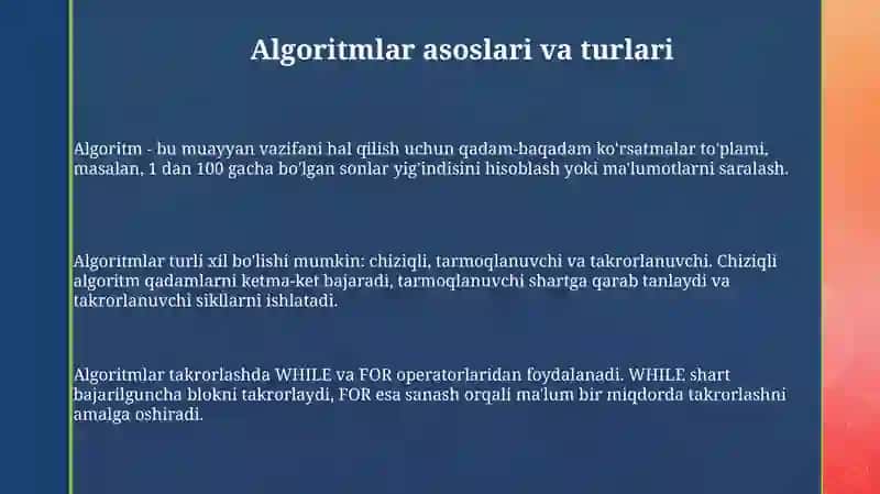 Algoritm va buyruqlar 3