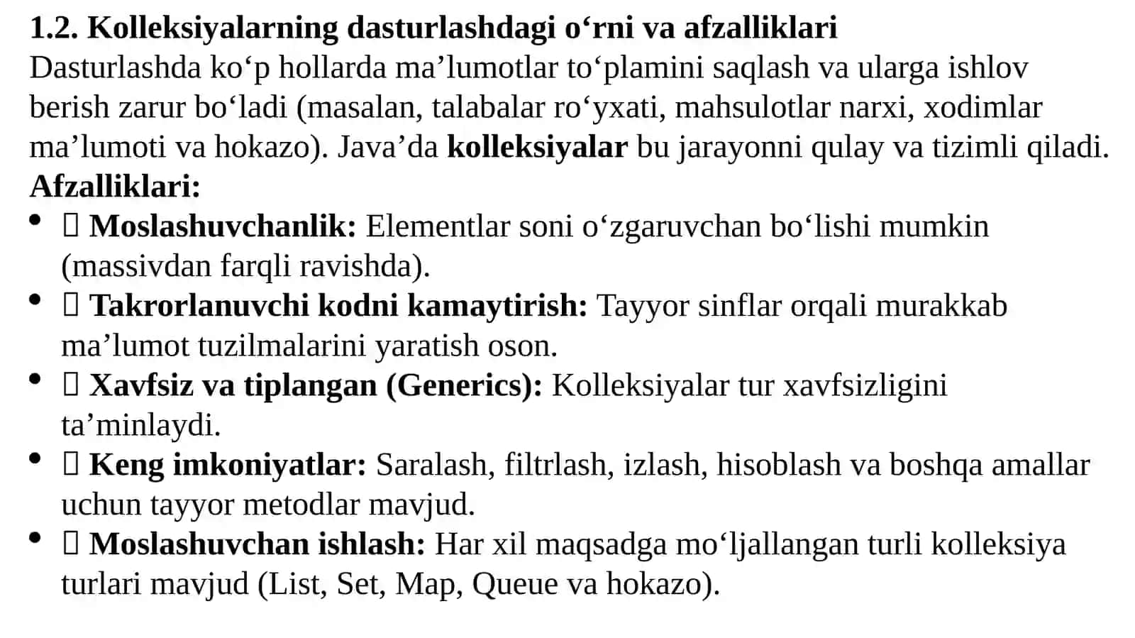 9-Java: Kolleksiyalar va ularning turlari 3