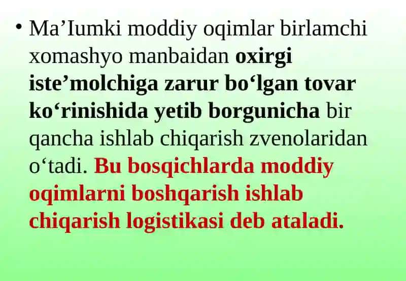 Ishlab chiqarish logistikasi 3