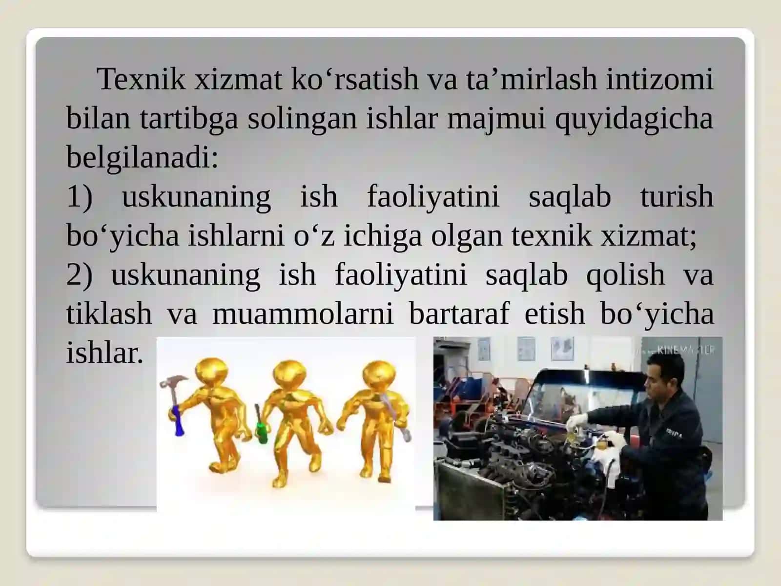 Jihozni ishlatish uchun texnik xizmat ko'rsatish va tayyorlash 3