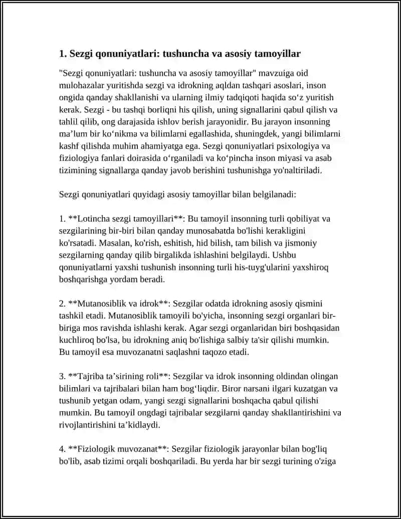 Sezgi qonuniyatlari bo'yicha mulozalar yuritish 3