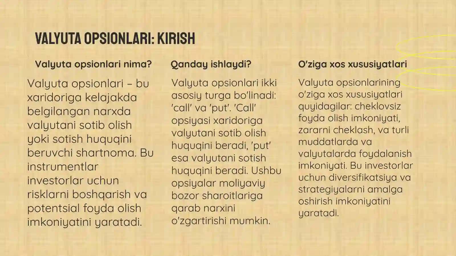 Valyutaopsionlari: Kirish 3