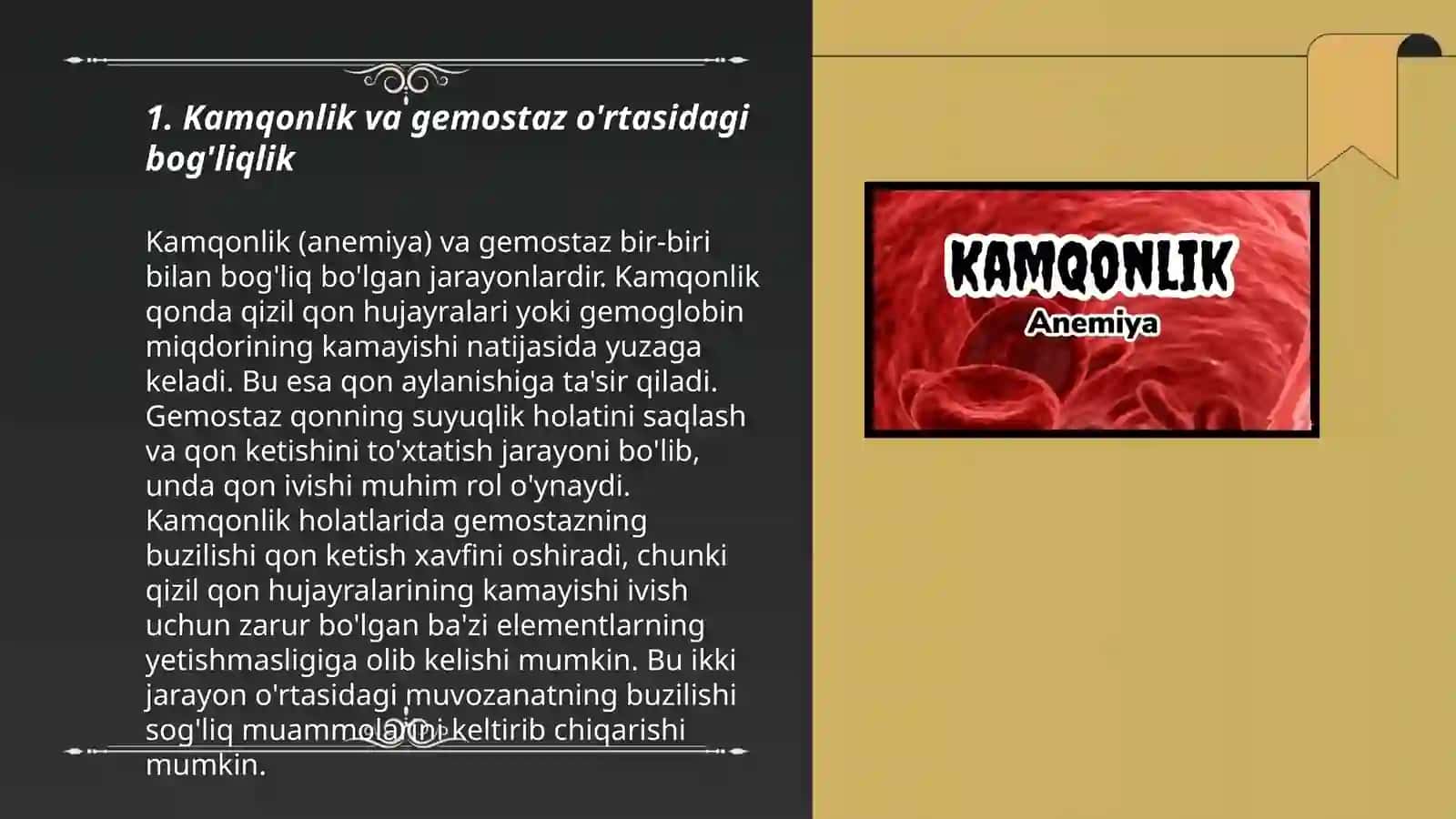 Kamqonlik va Gemostaz bog'liqlik 3