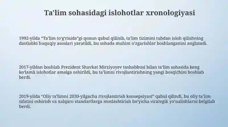 Ta'lim sohasida islohotlar 3