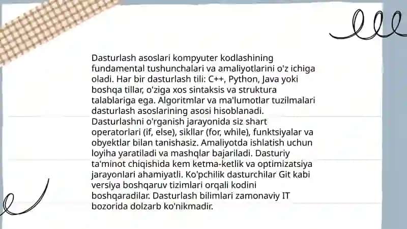 Dasturlash asoslari 3