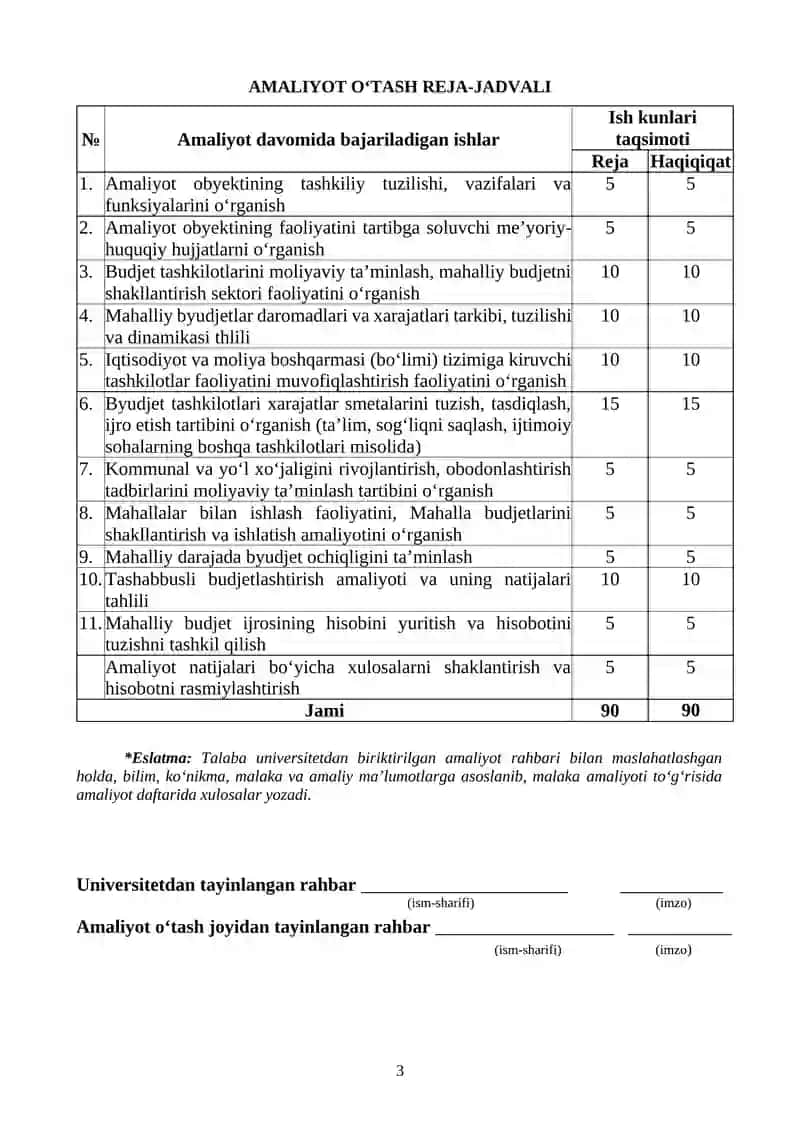 Amaliyot hisoboti Moliya bo'limi 3