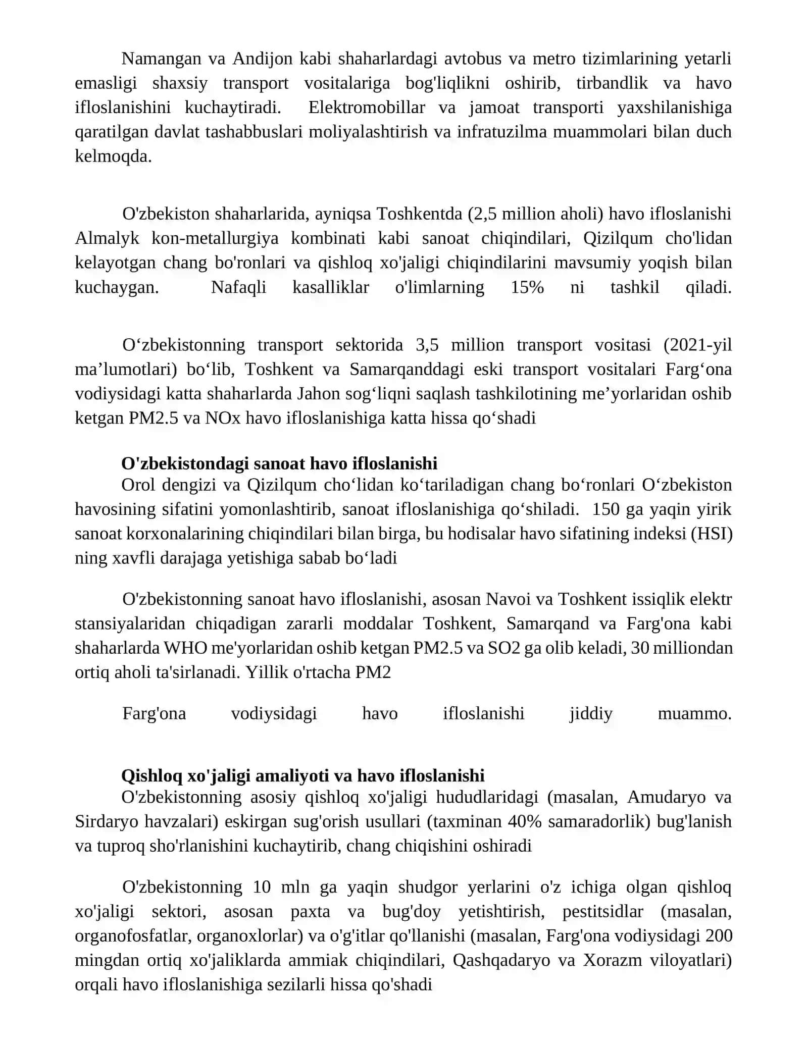Oʻzbekistonda atmosferani muhofaza qilish muommolari 3