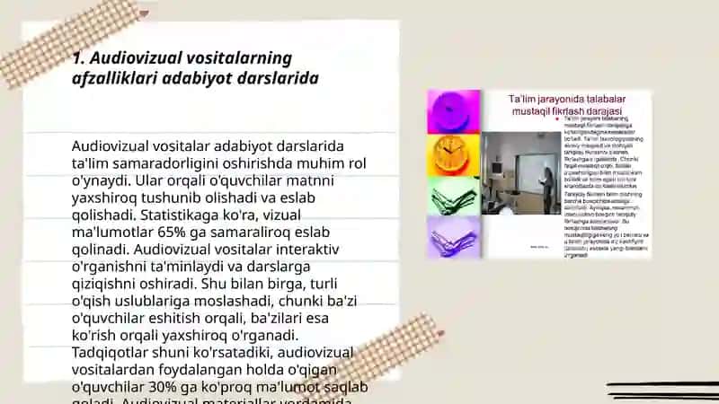 Adabiyot darslarida audiovisual va texnik vositalardan foydalanish 3