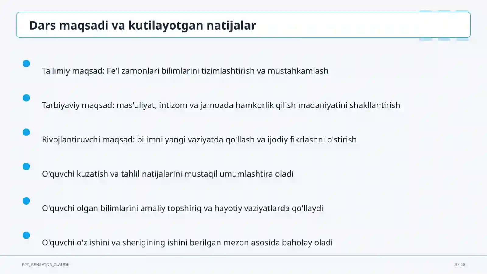 Fe'l zamonlari (4-sinf) 3