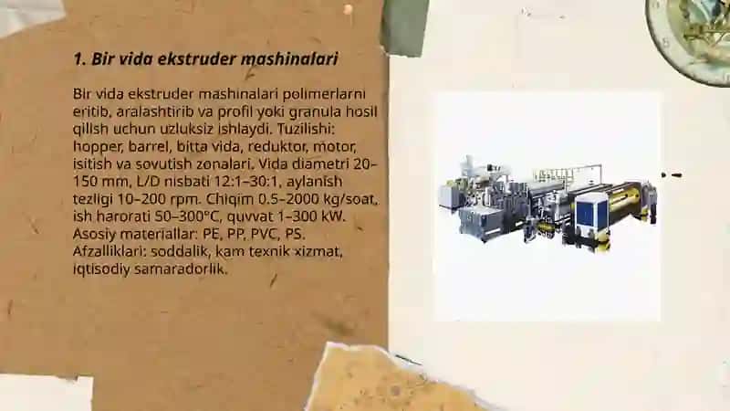 Bir vida ekstruder mashinalari 3