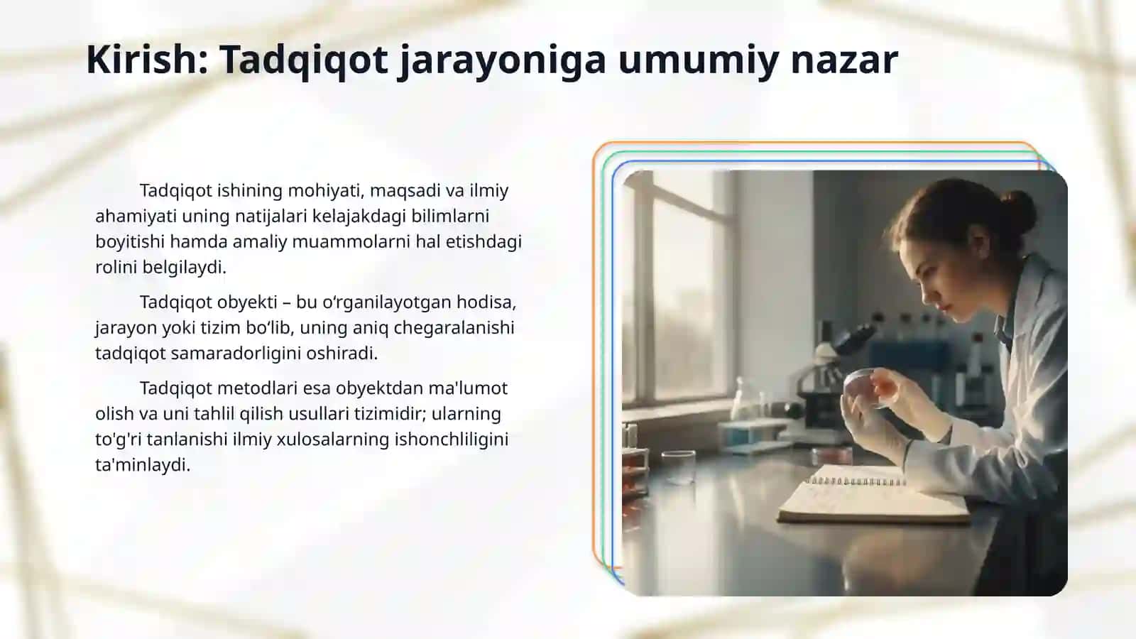 Tadqiqot ishi obyekti, metodlar tasnifi va tavsifi 3
