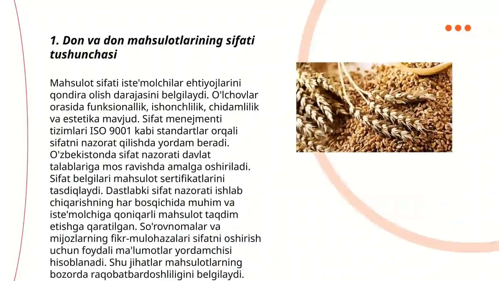 Don va don maxsulotlarining sifat koʻrsatkichlari va unga qoyiladigan talablar 3