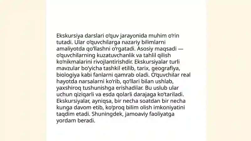 Ekskursiya darslarda turli metodlardan foydalanish 3