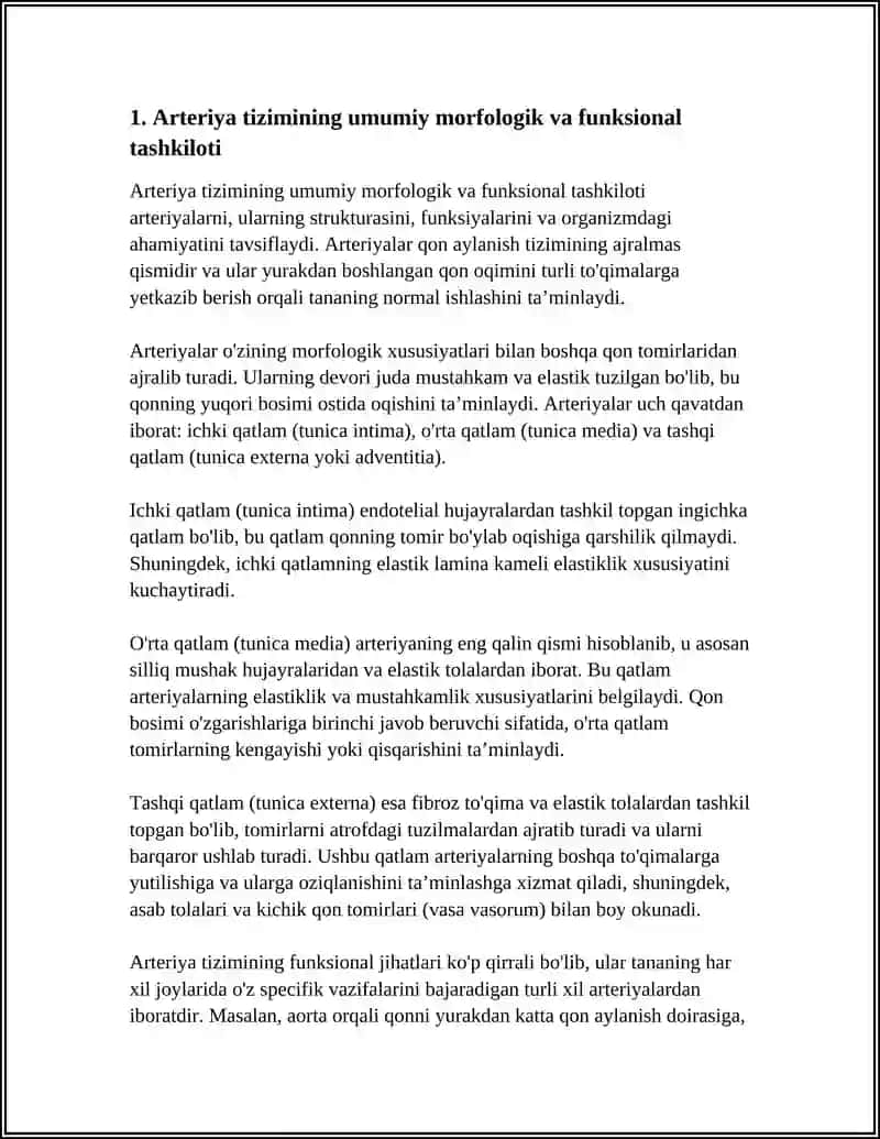ARTERIYA TIZIMINING FUNKSIONAL ANATOMIYASI ANATOMIYADAN 3