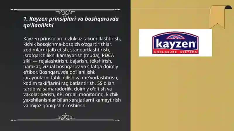 Boshqaruvda Kayzen usulidan foydalanish 3