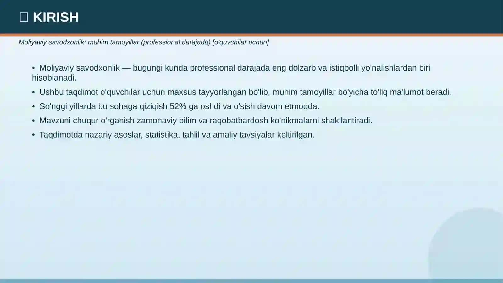 MOLIYAVIY SAVODXONLIK 3