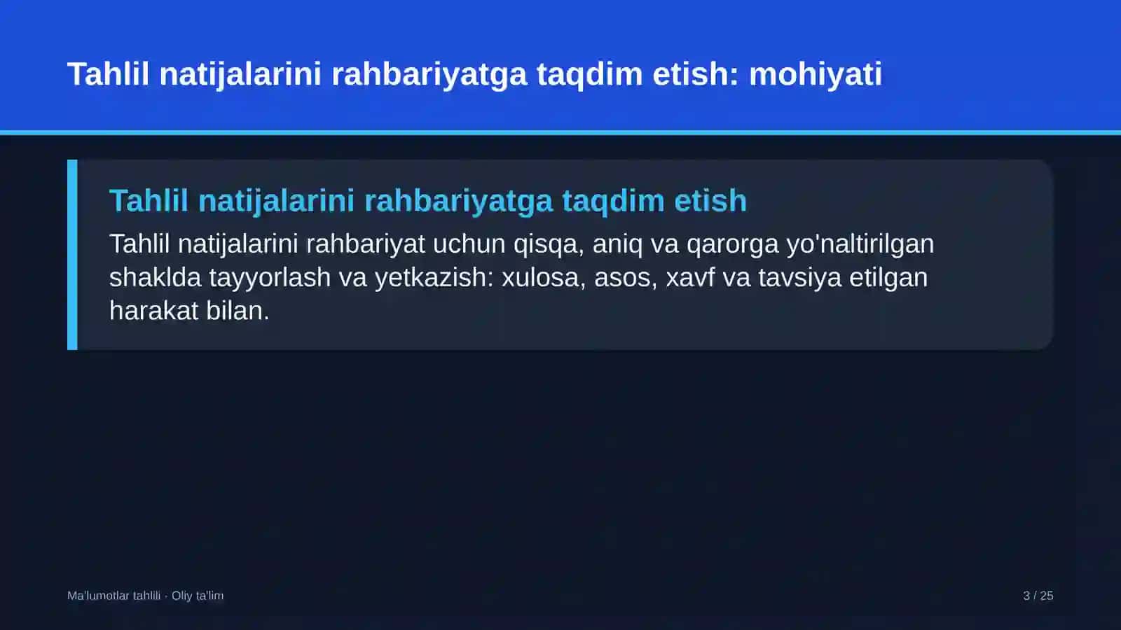 Atrof-muhitni muhofaza qilish organlarida tahlil natijalarini rahbariyatga taqdim etish 3