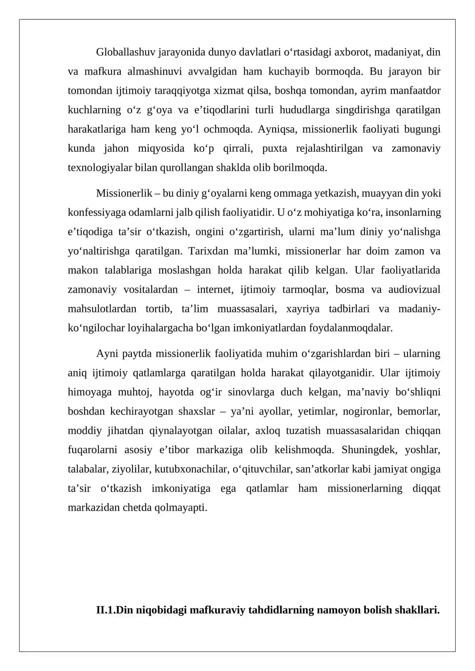 O’zbekistonda faoliyati kuzatilayotgan missionerlik harakatlari va ular faoliyatining oqibatl 3