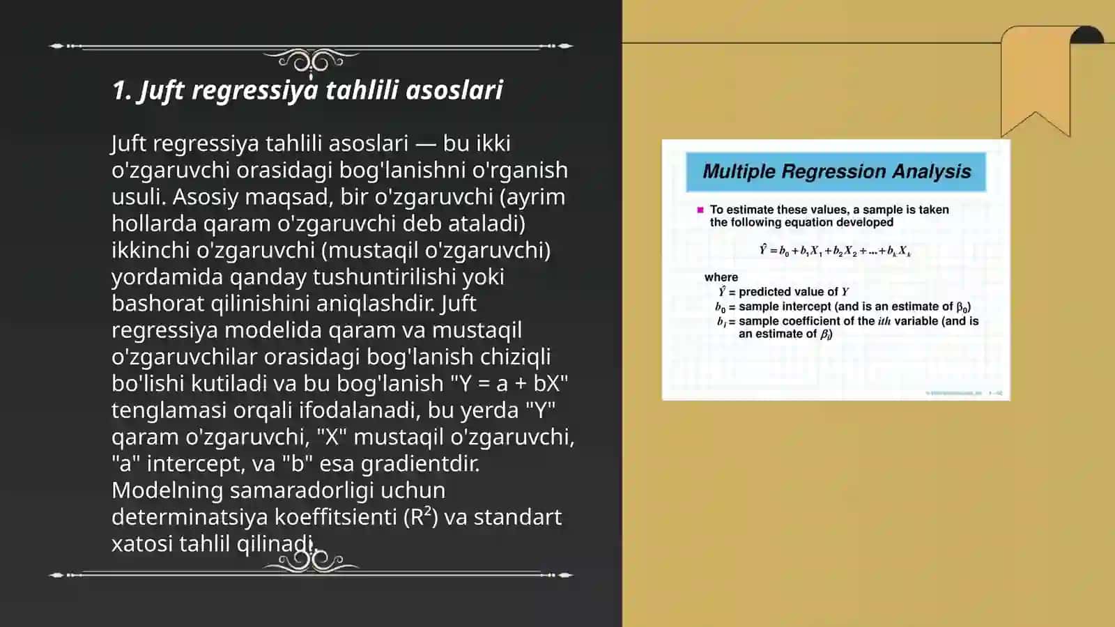 Juft regressiya tahlili asoslari 3