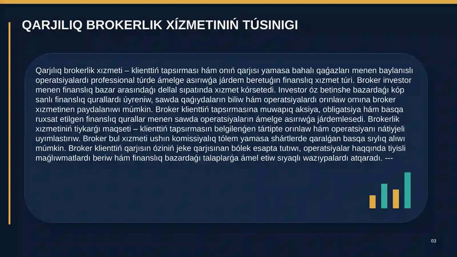 Qarjılıq brokerlik hám dilerlik xızmetleri 3