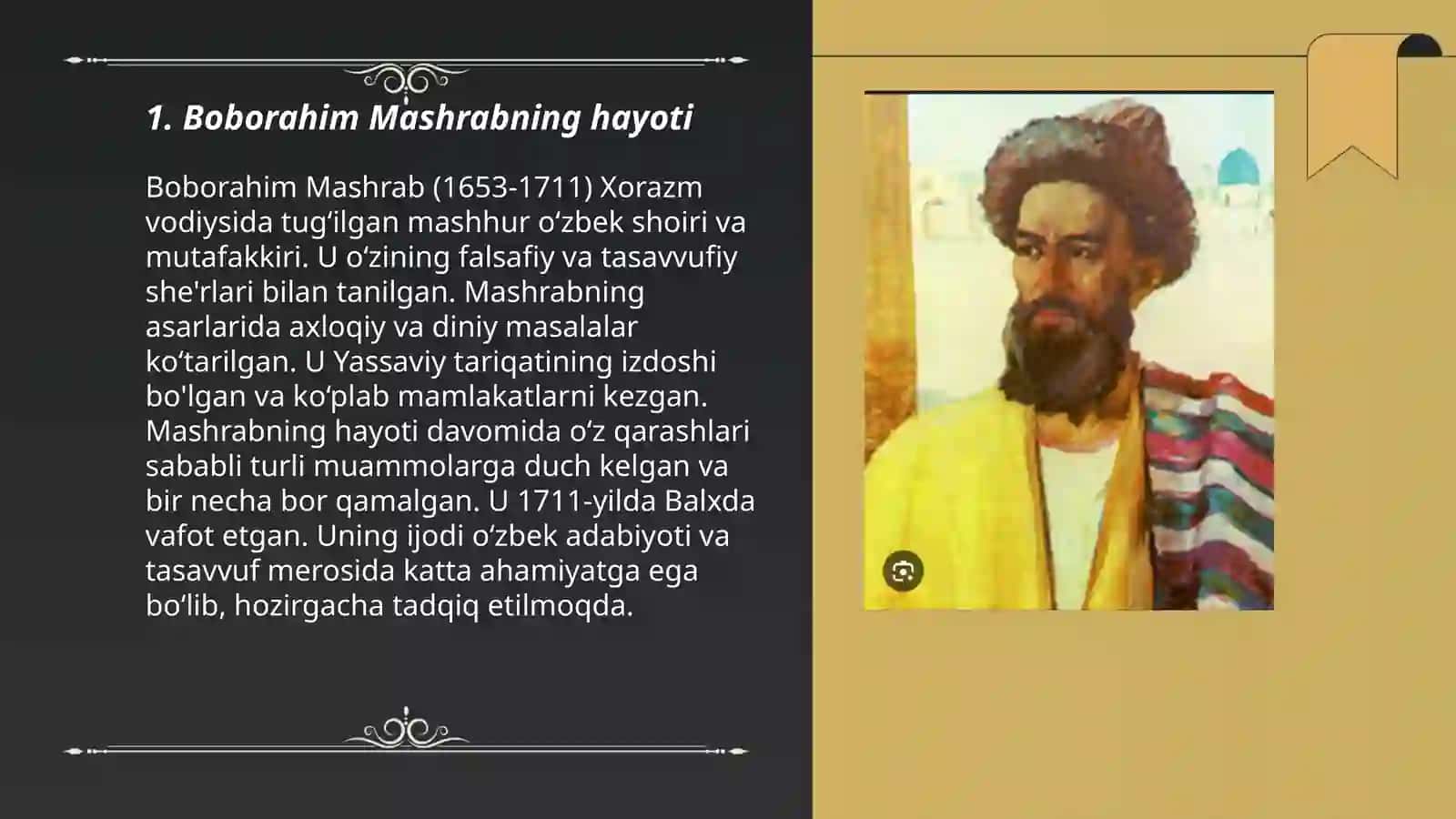 Boborahim Mashrab hayoti va ijodi, g‘azallari 3