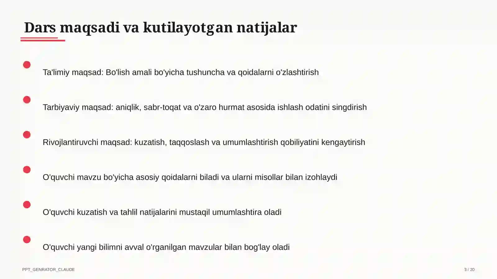 Bo'lish amali (2-sinf) Boshlang'ich sinf: Matematika (1–4) — o'quvchilar uchun 3