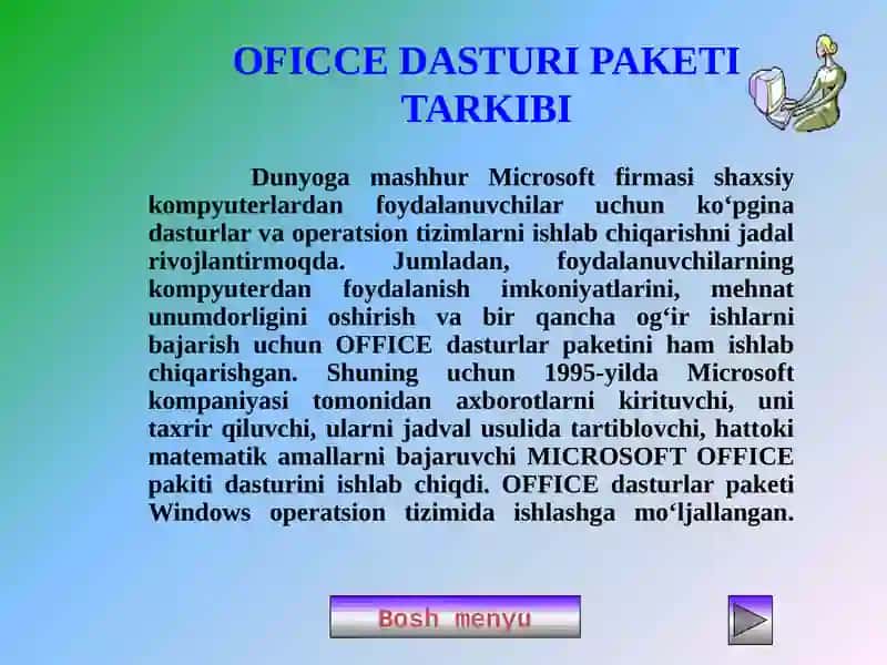 OFFICE DASTURI PAKETI VA UNING TARKIBI 3