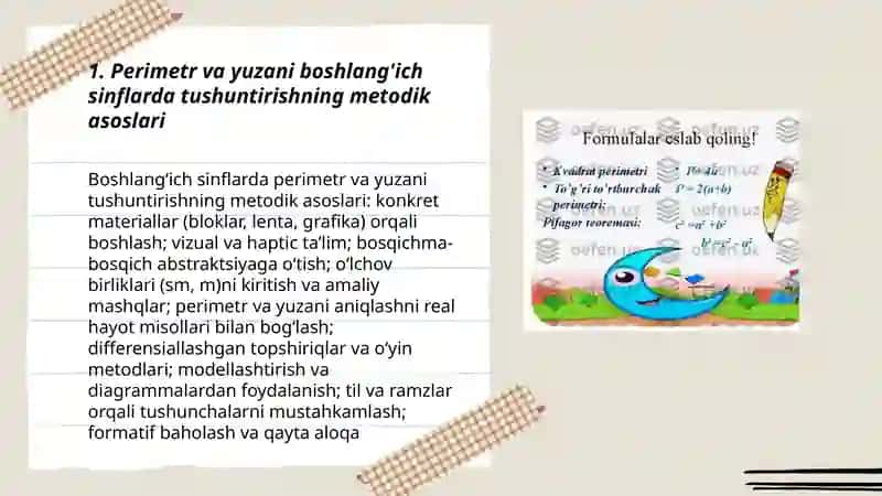 Boshlang'ich sinflarda perimetr va yuza tushunchalarini o'rgatish metodikasi 3