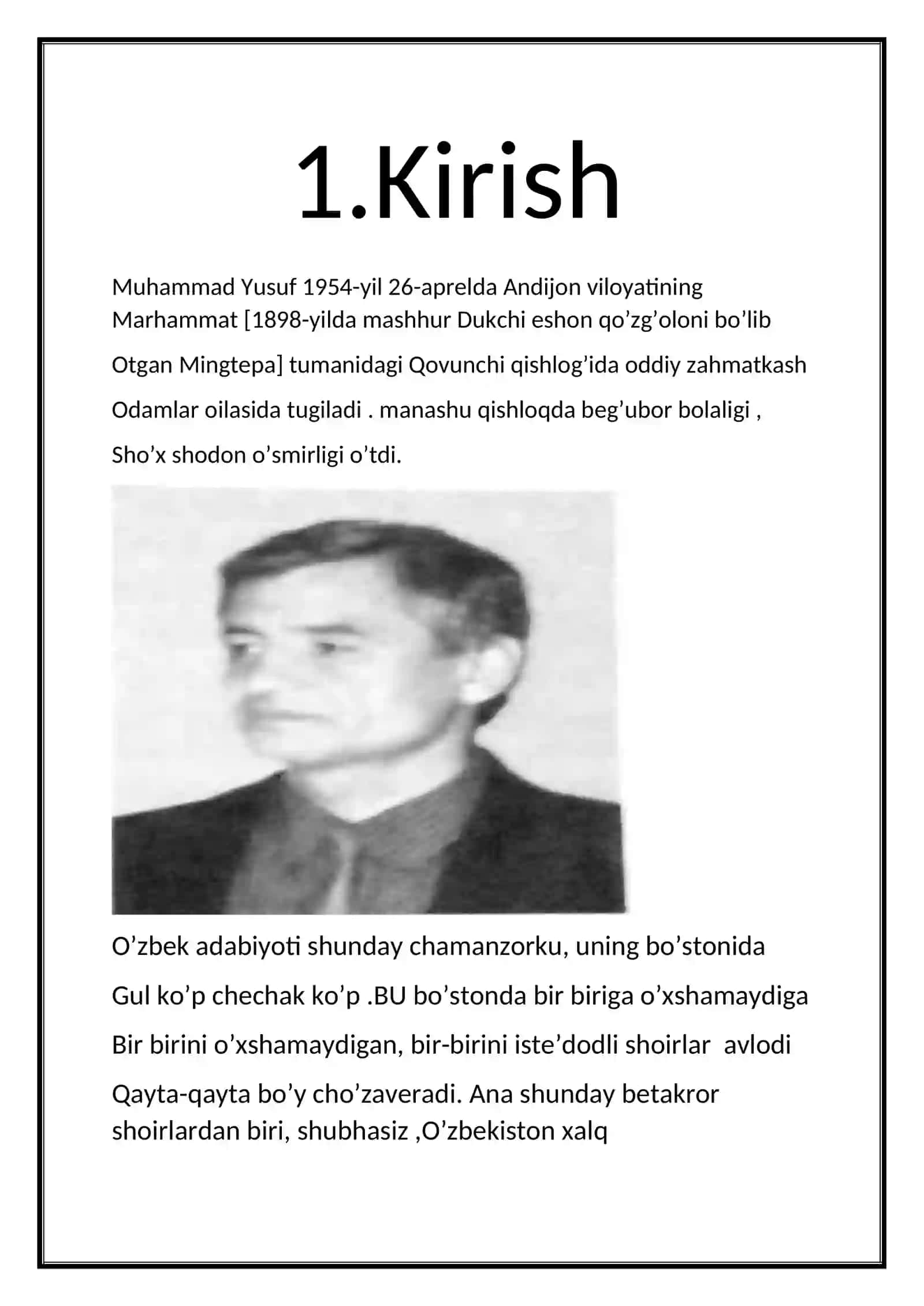 Muhammad Yusufning Hayoti va Ijodi Rejasi 3