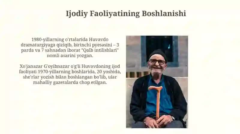 Xo'janazar G'oyibnazar o'g'li Huvavdo hayoti 3