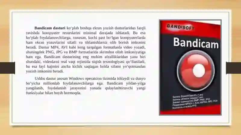 Bandicam dasturi va uning imkoniyatlari 3
