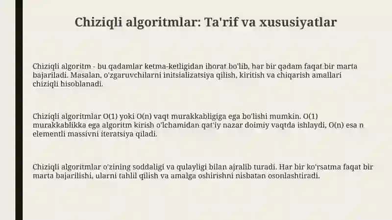 Chiziqli algoritmlar 3