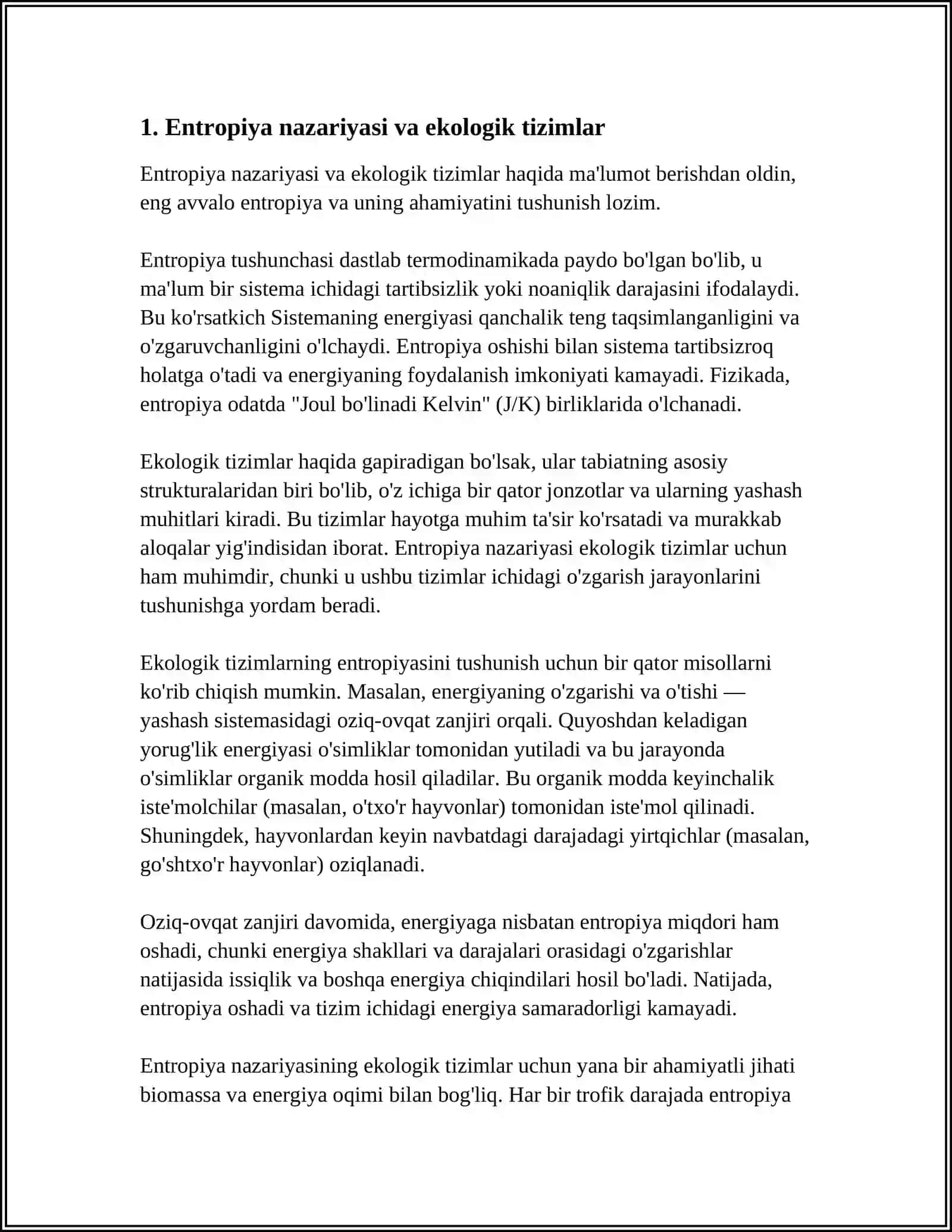 Entropiya va Ekologiya 3