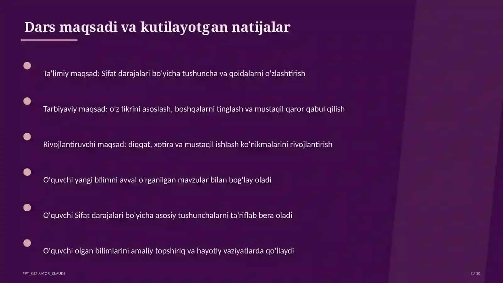 Sifat darajalari (6-sinf) 3